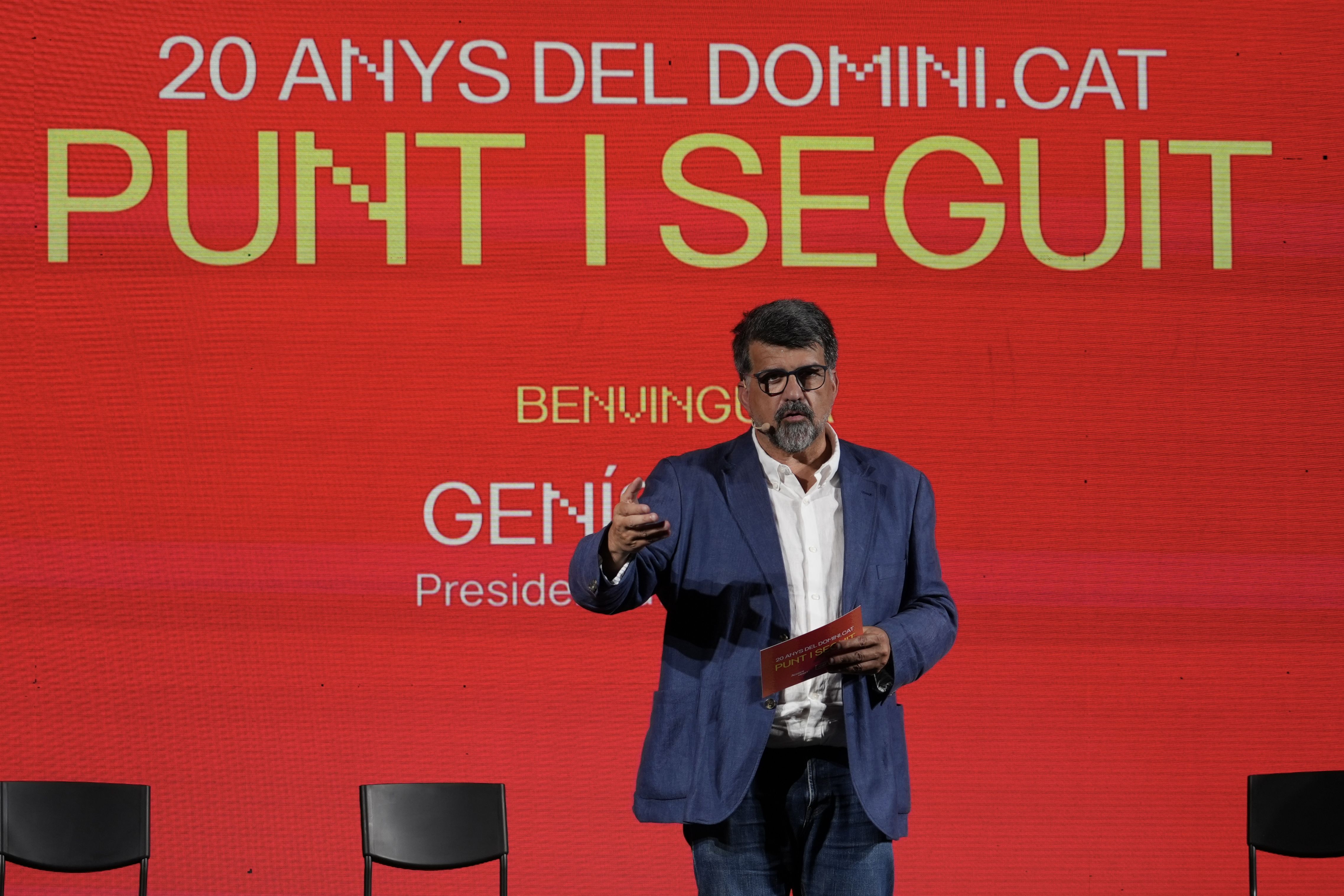 Genís Roca, president d'Accent Obert, a l'acte de celebració dels 20 anys del domini .cat | Nico Tomás (ACN)