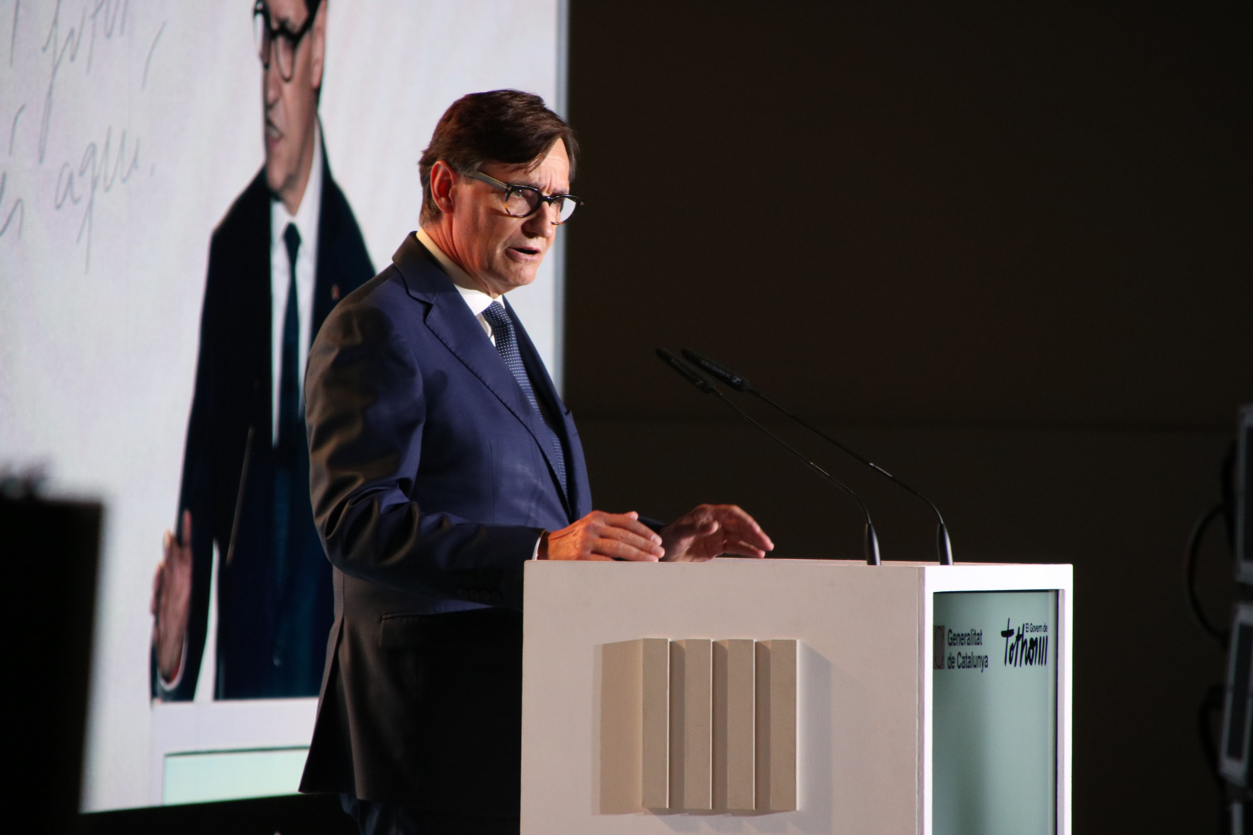 El president de la Generalitat, Salvador Illa, en la conferència de meitat de mandat | Sara Soteras (ACN)