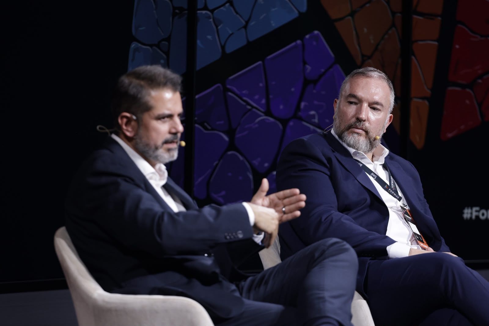 El director del Barcelona Supercomputing Center (BSC), Cristian Canton, i Román Orús, membre del comitè de les Nacions Unides per a la intel·ligència artificial i fundador de Multiverse | Cedida per Foment del Treball