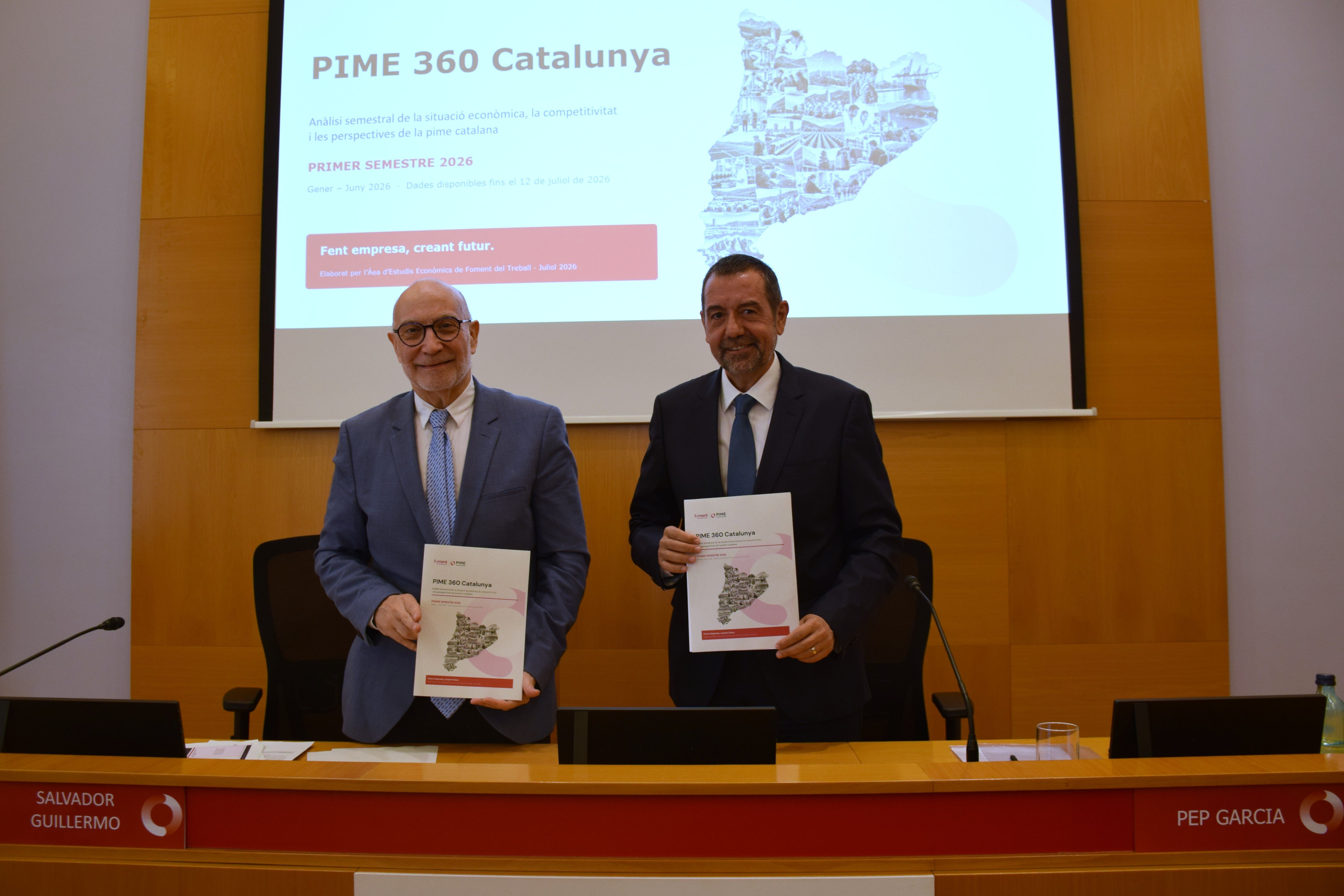 Salvador Guillermo (director d'Estudis i Economia) i Pep Garcia (president del Consell Territorial de la Pime), a la presentació de l'informe 'PIME 360 Catalunya' de Foment | Cedida Salvador Guillermo (director d'Estudis i Economia) i Pep Garcia (president del Consell Territorial de la Pime), a la presentació de l'informe 'PIME 360 Catalunya' de Foment | Cedida