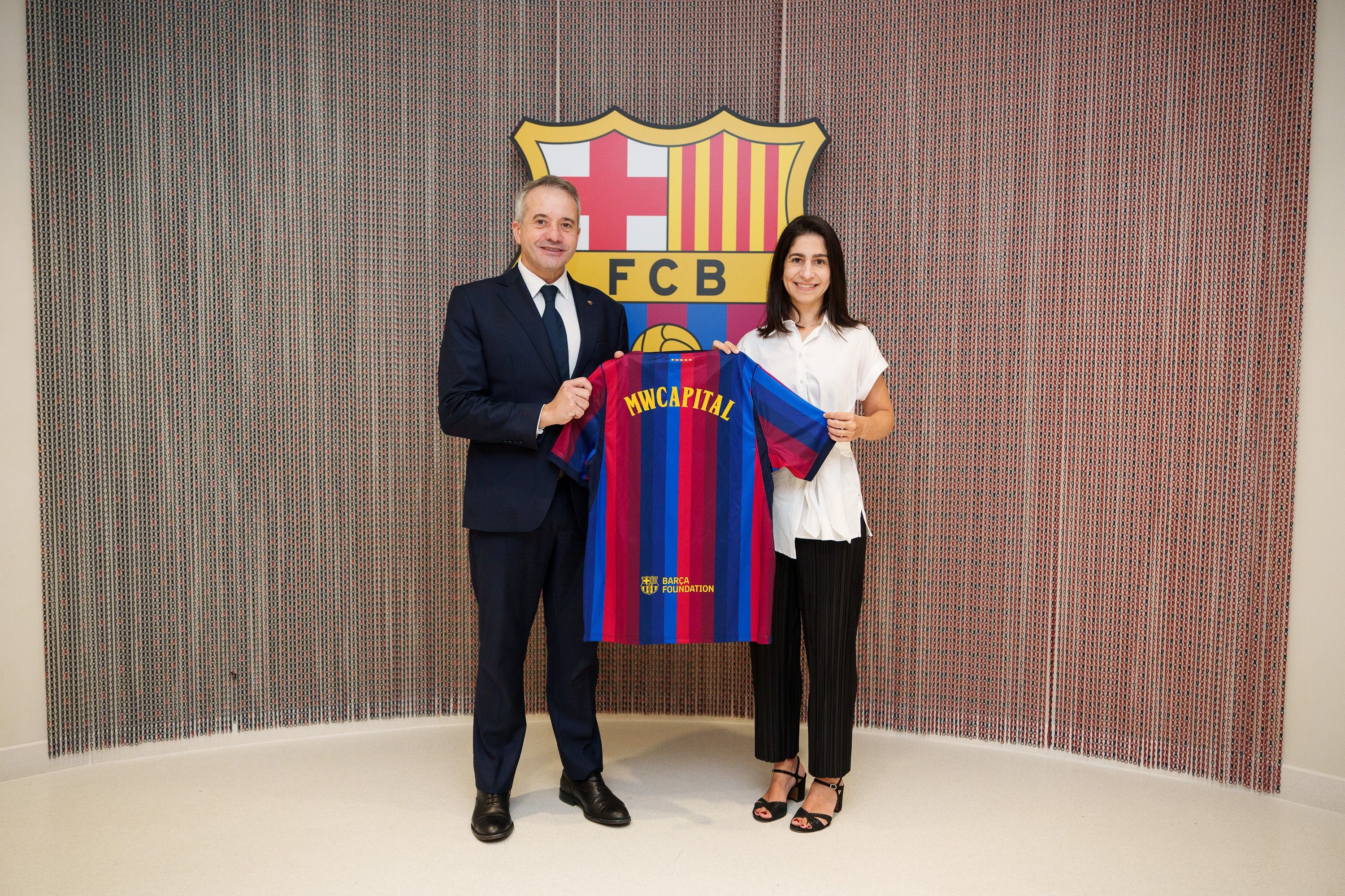 Angel Riudalbas, membre de la Junta Directiva del FC Barcelona i responsable del Barça Innovation Hub, i Laia Corbella, CEO de Mobile World Capital Barcelona | Cedida