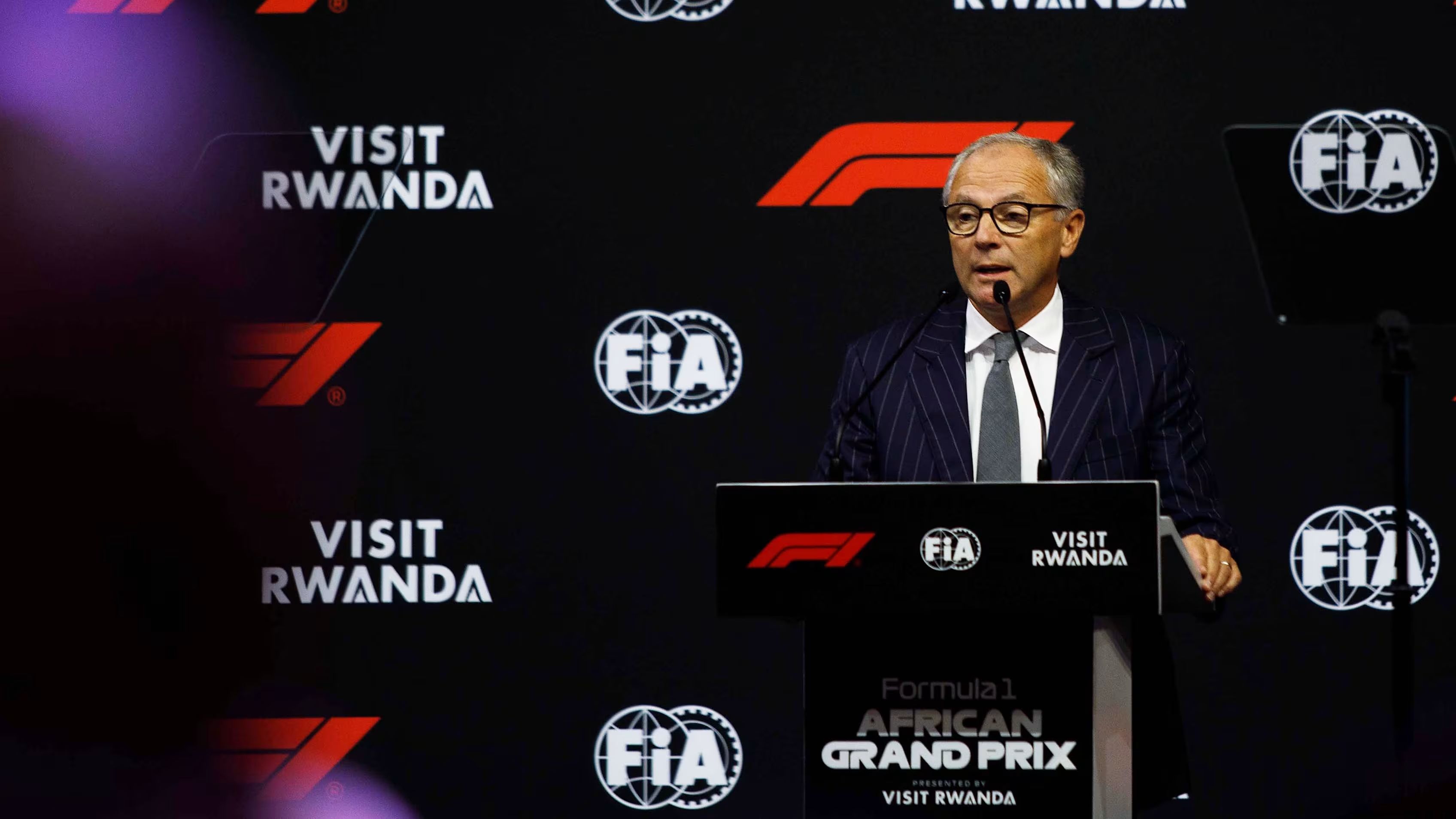 El president i CEO de la Fórmula 1, Stefano Domenicali, durant la conferència en què es va anunciar el nou GP de Ruanda | Formula1.com