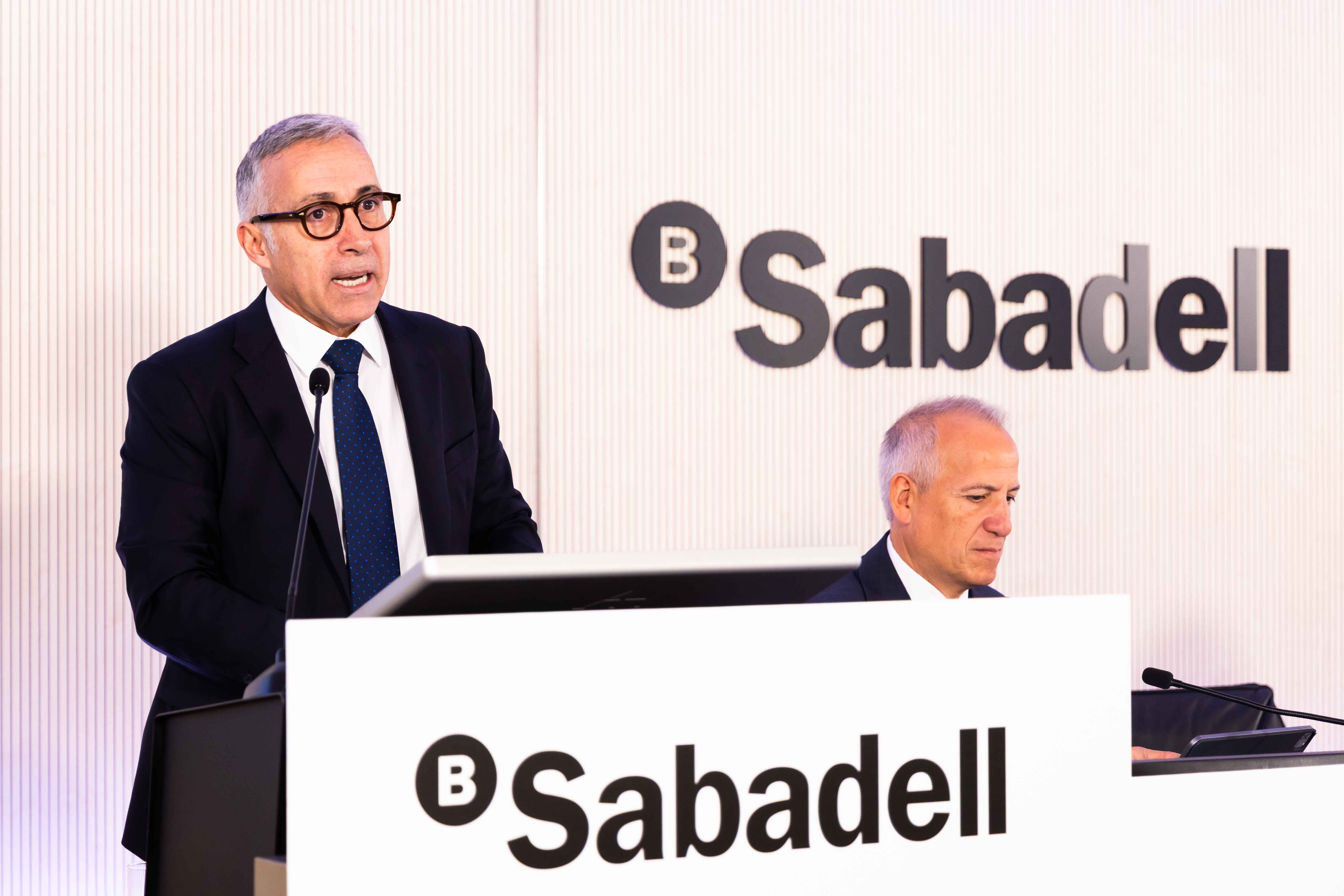 El conseller delegat del Banc Sabadell, Marc Armengol, durant la presentació de resultats del tercer trimestre de l'entitat vallesana a Madrid | Cedida pel Banc Sabadell