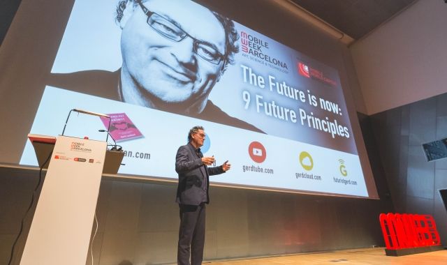 Gerd Leonhard durant la seva conferència a la Mobile Week Barcelona | Cedida