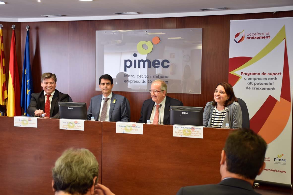 Imatge de la signatura del conveni entre la Diputació i Pimec | Cedida Imatge de la signatura del conveni entre la Diputació i Pimec | Cedida