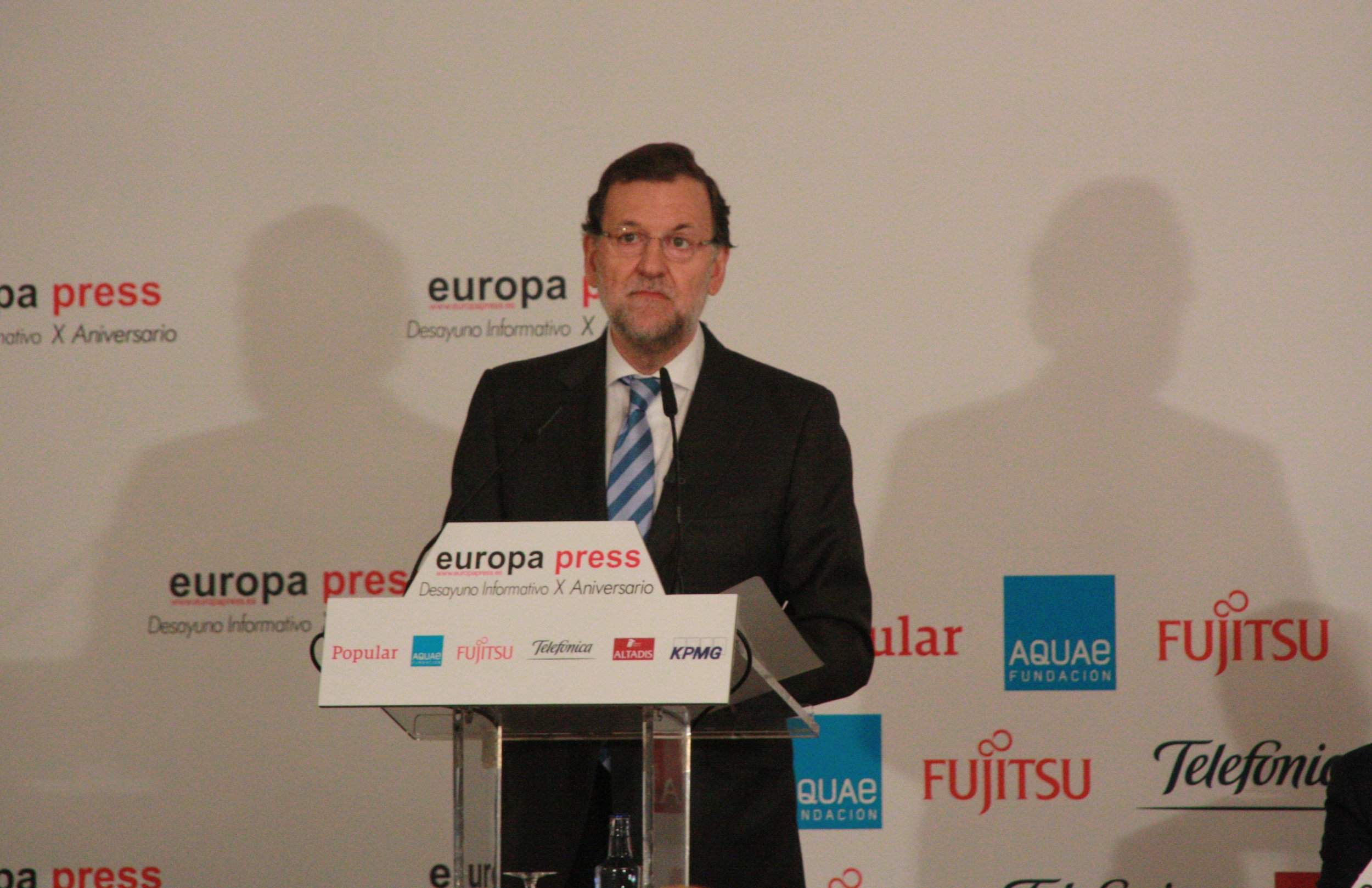 El president espanyol, Mariano Rajoy, aquest dilluns a un esmorzar informatiu a Madrid