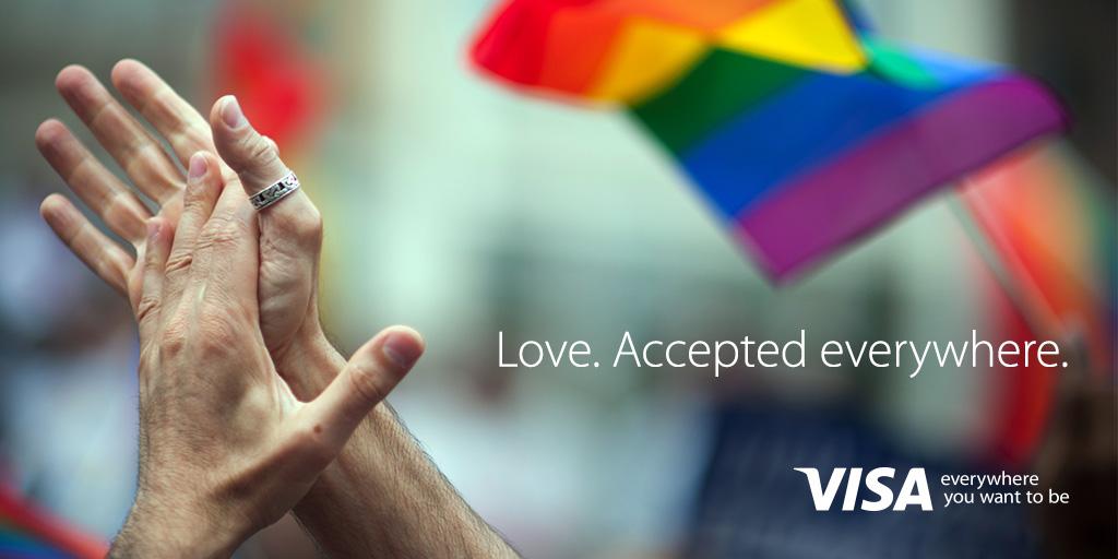 La imagen que Visa ha publicado para celebrar la legalización del matrimonio gay en los EE.UU. La imagen que Visa ha publicado para celebrar la legalización del matrimonio gay en los EE.UU.