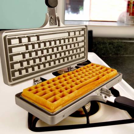 The keyboard waffle iron costs 85 dollars The keyboard waffle iron costs 85 dollars
