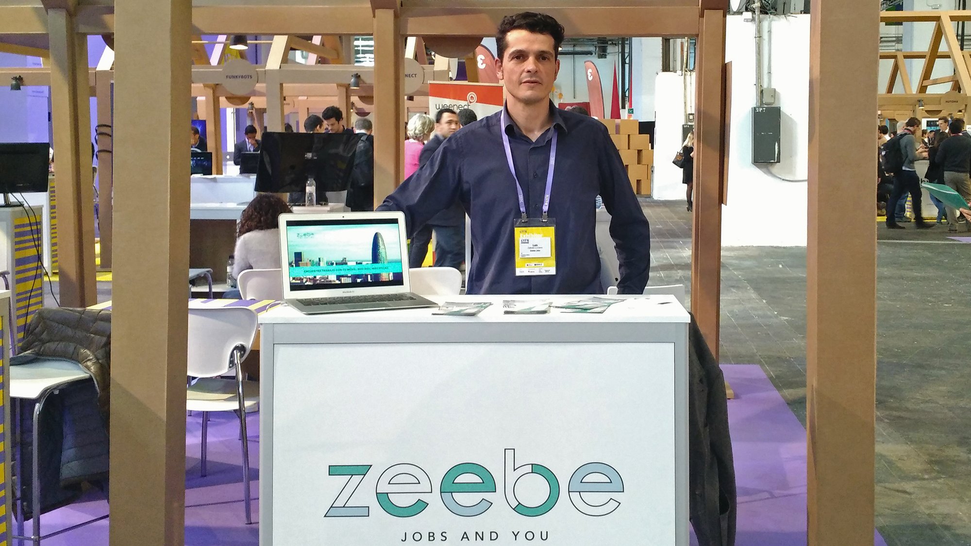 Luís Zabala, CEO of Zeebe, at his company's stand in the 4YFN Luís Zabala, CEO of Zeebe, at his company's stand in the 4YFN